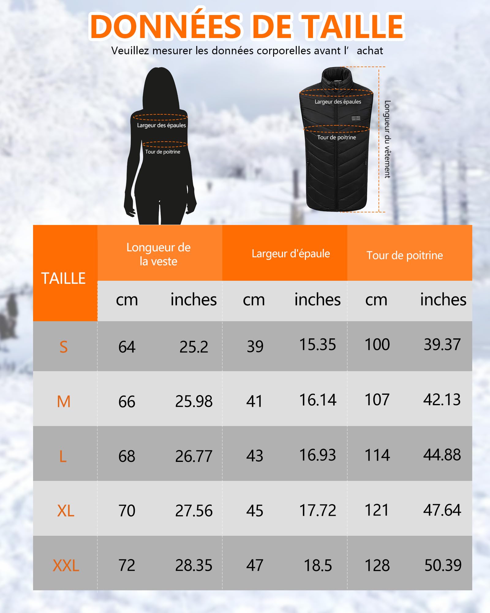Gilet Chauffant Femme avec 10000mAh Batterie Incluse, Veste Chauffante Femme avec 3 Températures Réglables pour Ski Moto Chasse Randonnée la pêche(Noir, M)