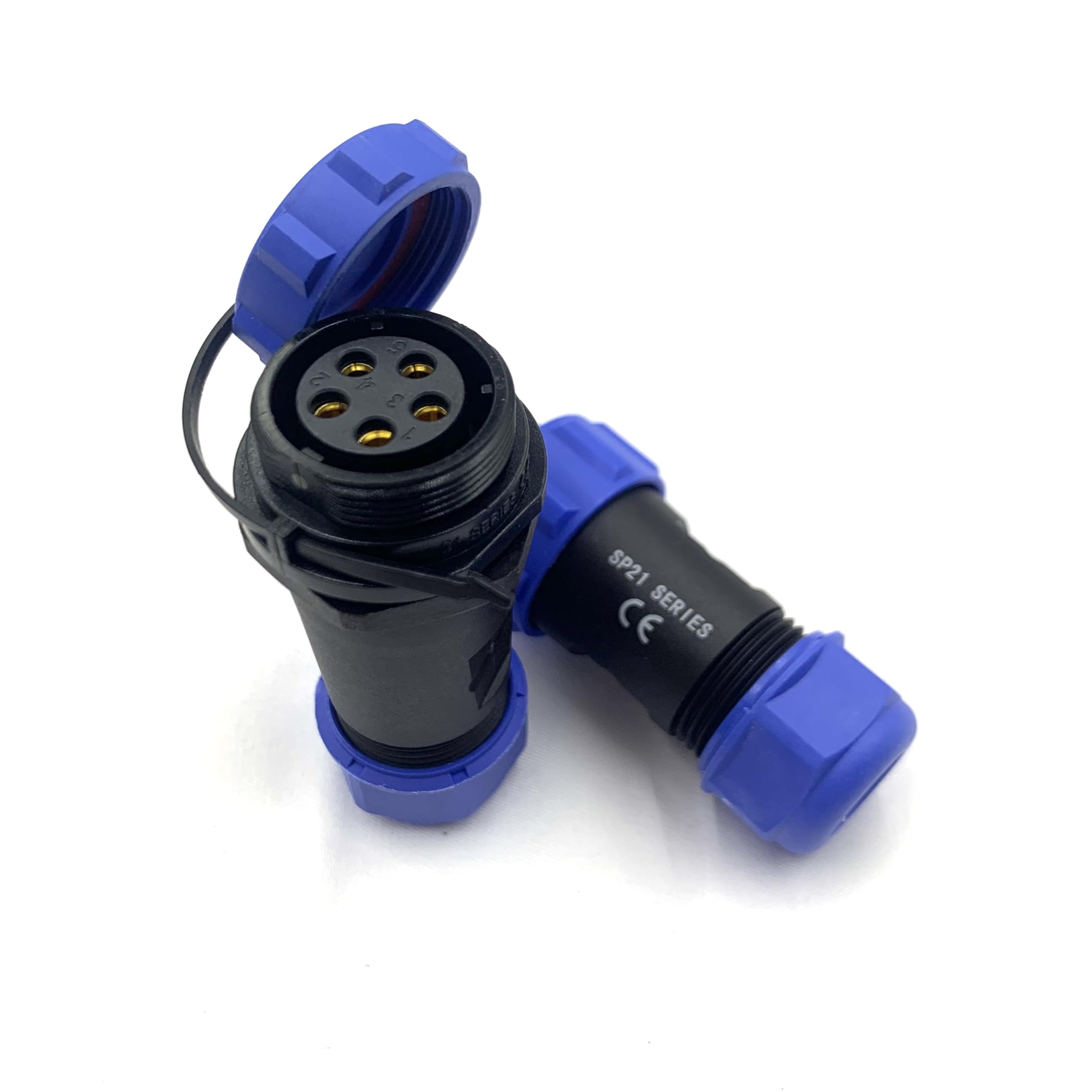 2 connettori SP21 a 5 poli, spina aeronautica, spina IP68, maschio e femmina femmina femmina 12 AWG, connettore 5 pin, spina aviazione per lampade esterne, 500 V, 30 A