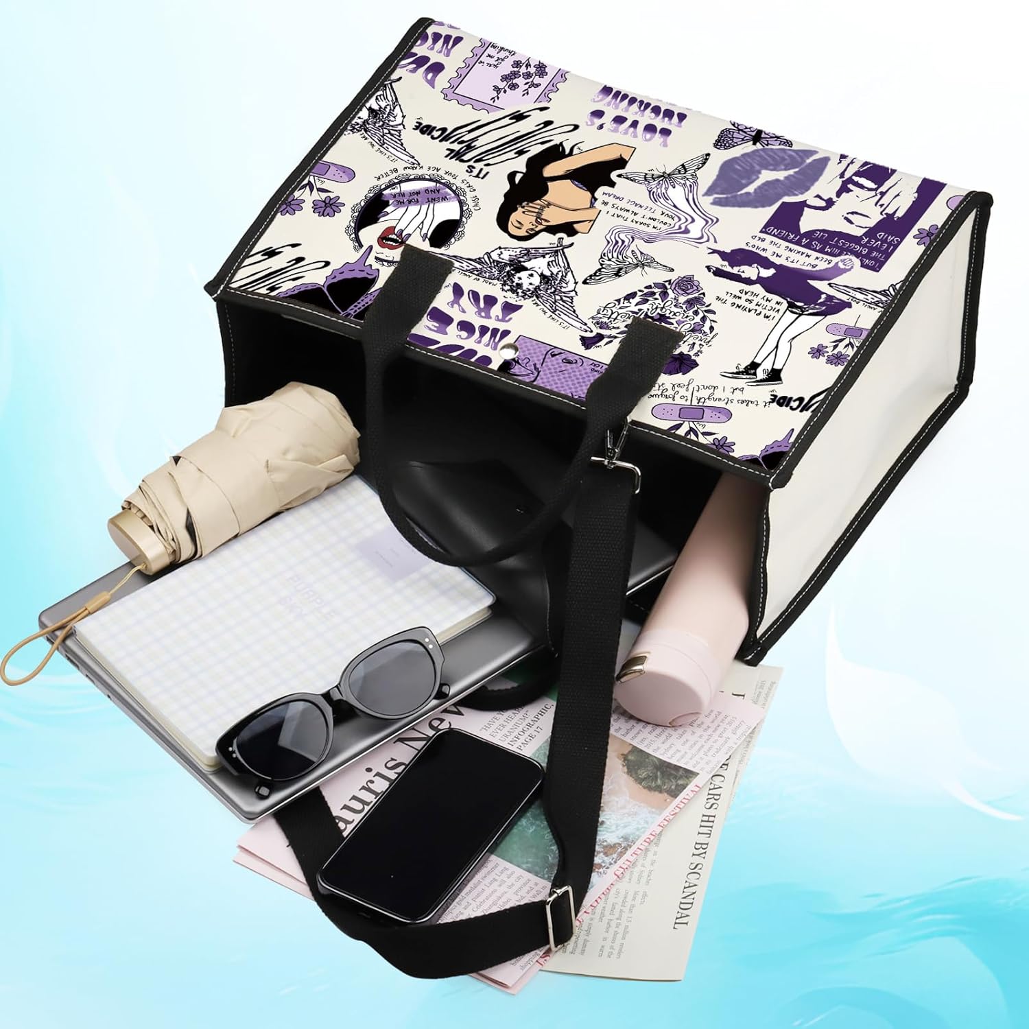 LEVLO Song Lyrics Aesthetic Tote Bag Tour Concert Gift Musical Shoulder Bag Singer Merchandise
