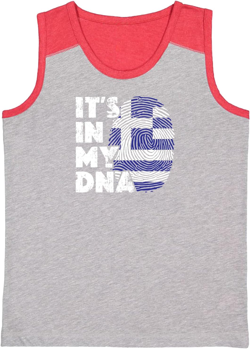 It's in My DNA Greece Finger Print Youth Contrast Back Tank Top
