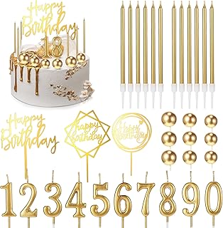 Yerliker 34 Pcs Happy Birthday Cake Toppers Decorations Birthday Candles...