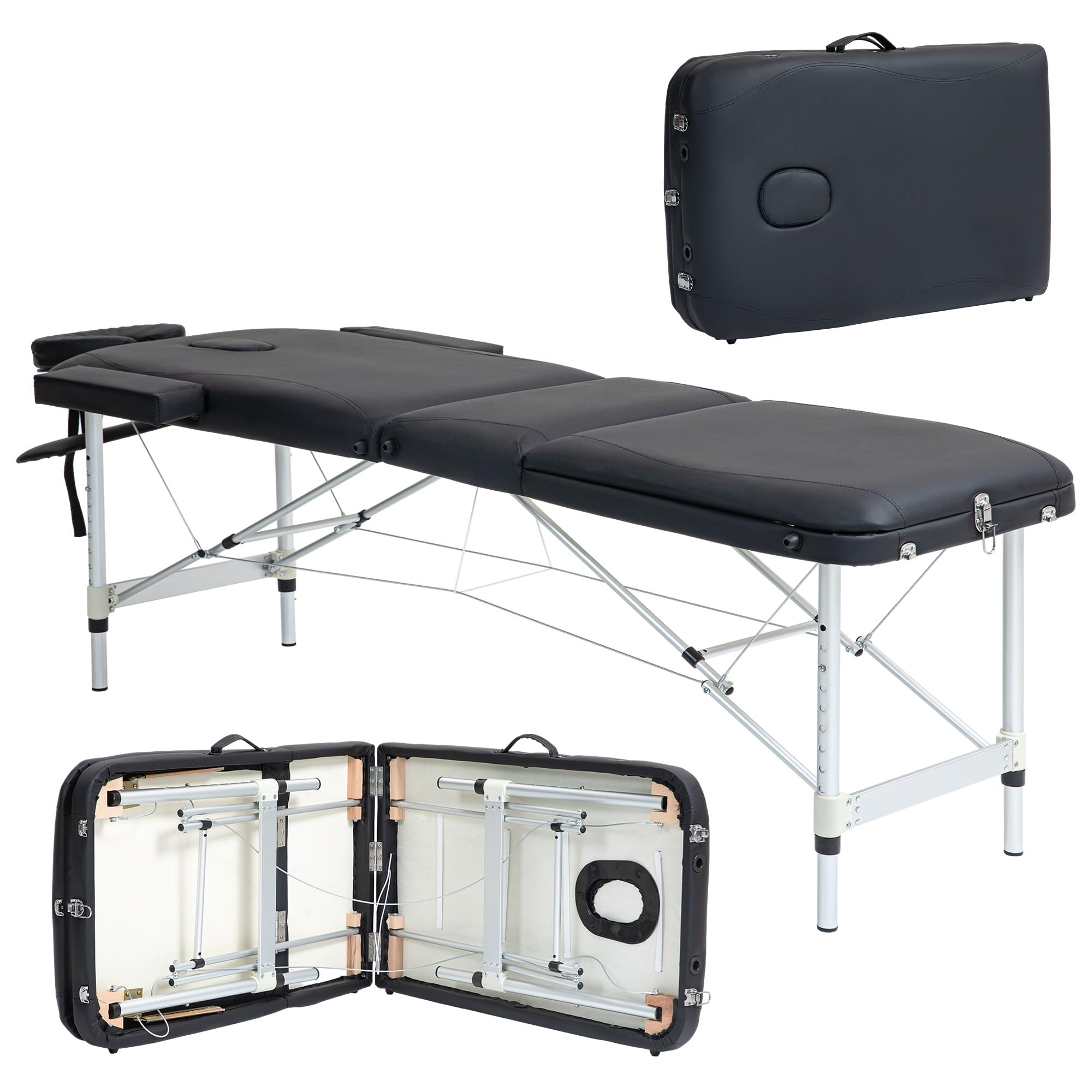 HOMCOM Table de Massage Pliante 215x81x61-84 cm Noir