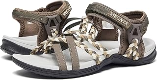 MEGNYA Hiking Sandals for Women, Arch Support Comfortable Walking Sandals Hook Loop Strap, Sports Lightweight Slides