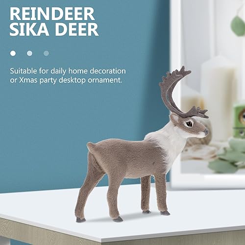 Vista 14 de HOMSFOU Figuras de reno de Navidad Figuras realistas de ciervos