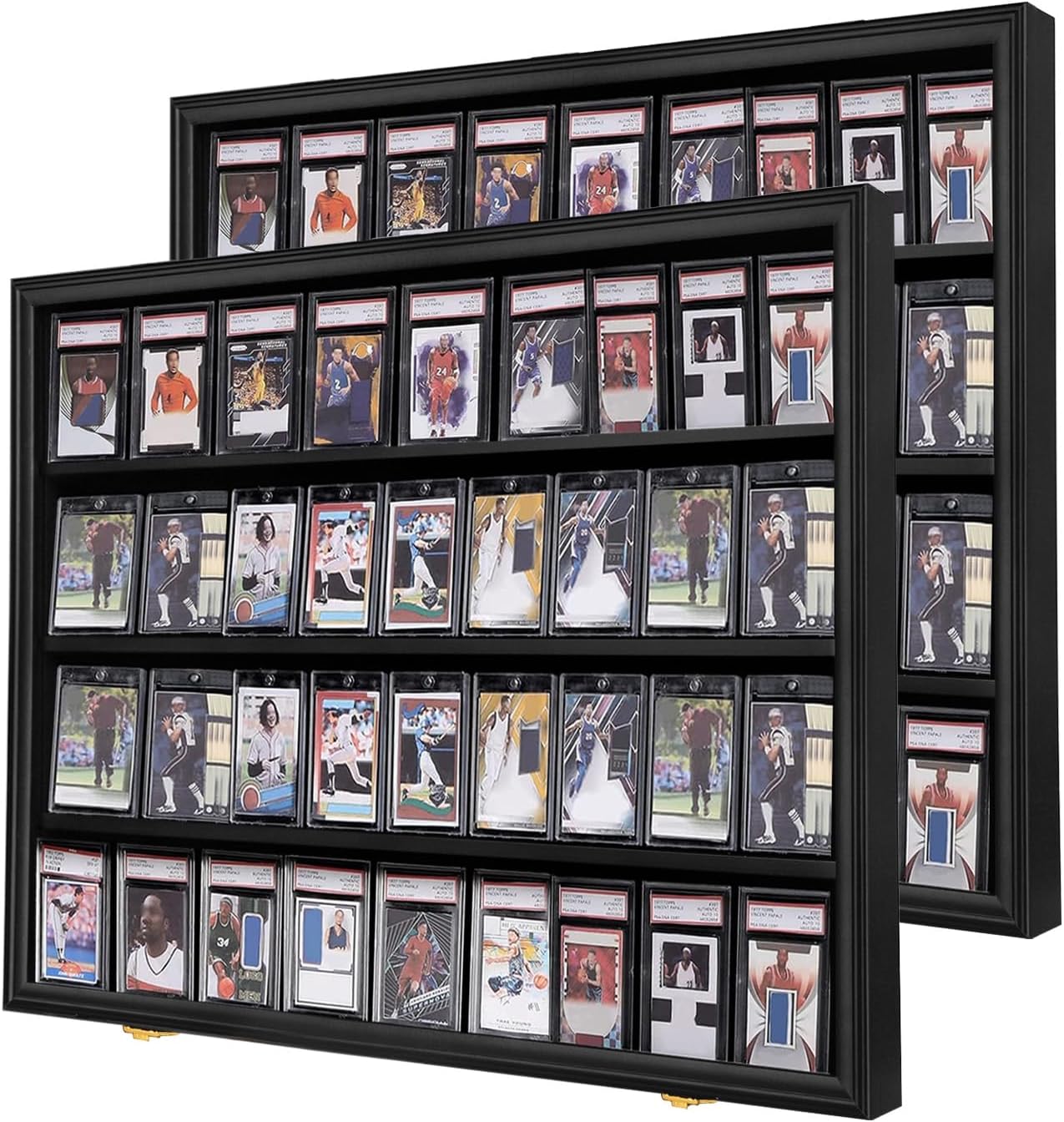 IHEIPYE 36 Graded Sports Card Display Frame 2 Pack - Baseball, Basketball, Football, Hockey Card Display Case - Lockable, UV Protection Acrylic