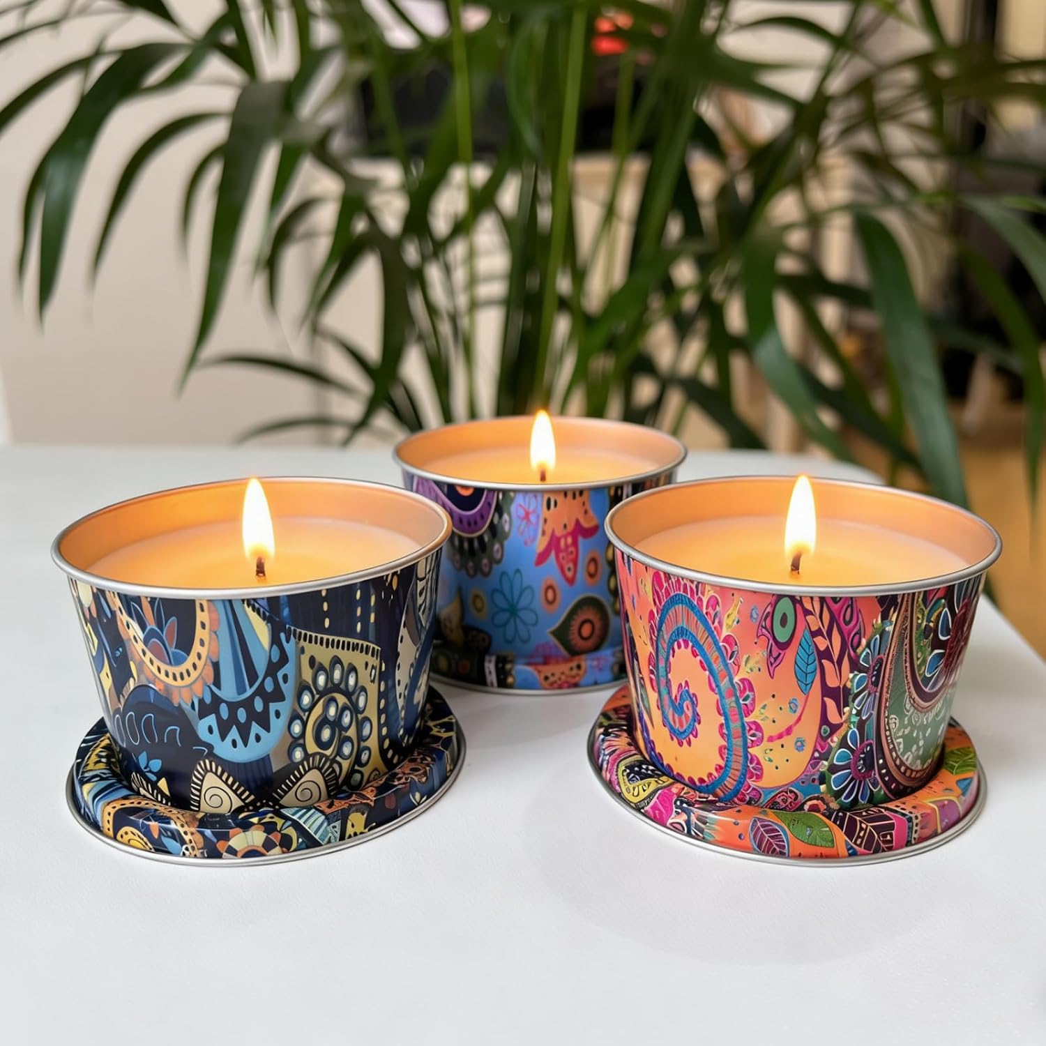 Phinicco Candle Making Kits,Empty Candle Tins for Making Candles,24 Pack Candle Jars 2.5 oz with Lids(6 Patterns)