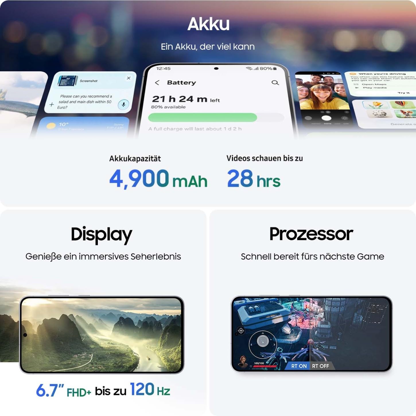 Samsung Galaxy S25 FE mit Galaxy AI, Handy mit Android, 6,7 Zoll FHD-Display, 50 MP Kamera, 128 GB Speicher, 8 GB RAM, 4.900 mAh Akku, JetBlack, 3 Jahre Herstellergarantie [Exklusiv auf Amazon]