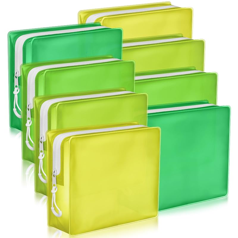 Locmeo Kit com 8 Necessaires de Viagem em PVC Translúcido com Zíper, Verde, 17,02 x 13,97 x 4,57 cm