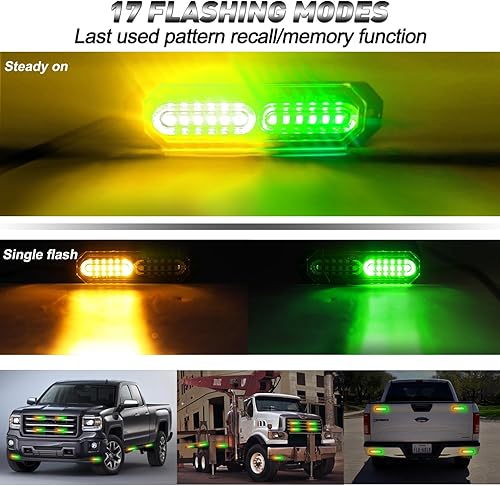 Miniatura 11 de ASPL 8 luces estroboscópicas ultra delgadas de 12 LED para montaje en superficie, luces estroboscópicas intermitentes para camión, automóvil