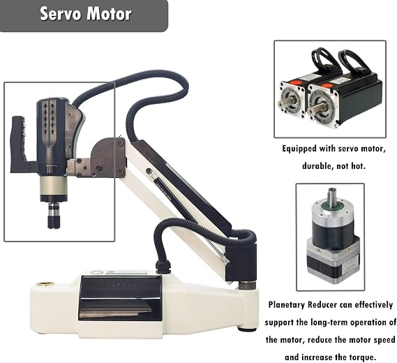 INTSUPERMAI M3-M16 Tapping Drilling Machine Electric Touch Tapping Machine 360 Universal Arm Servo Motor Tapper Drilling Machine Stepless Speed with Chucks 220V