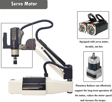 INTSUPERMAI M3-M16 Tapping Drilling Machine Electric Touch Tapping Machine 360 Universal Arm Servo Motor Tapper Drilling Machine Stepless Speed with Chucks 220V