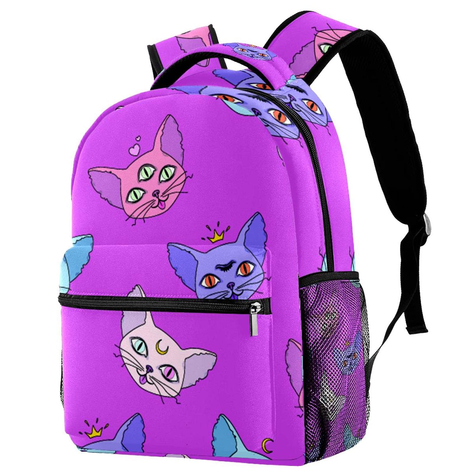 Mochila escolar rosa juvenil con fundas dobles de botellas para ordenador portátil 7