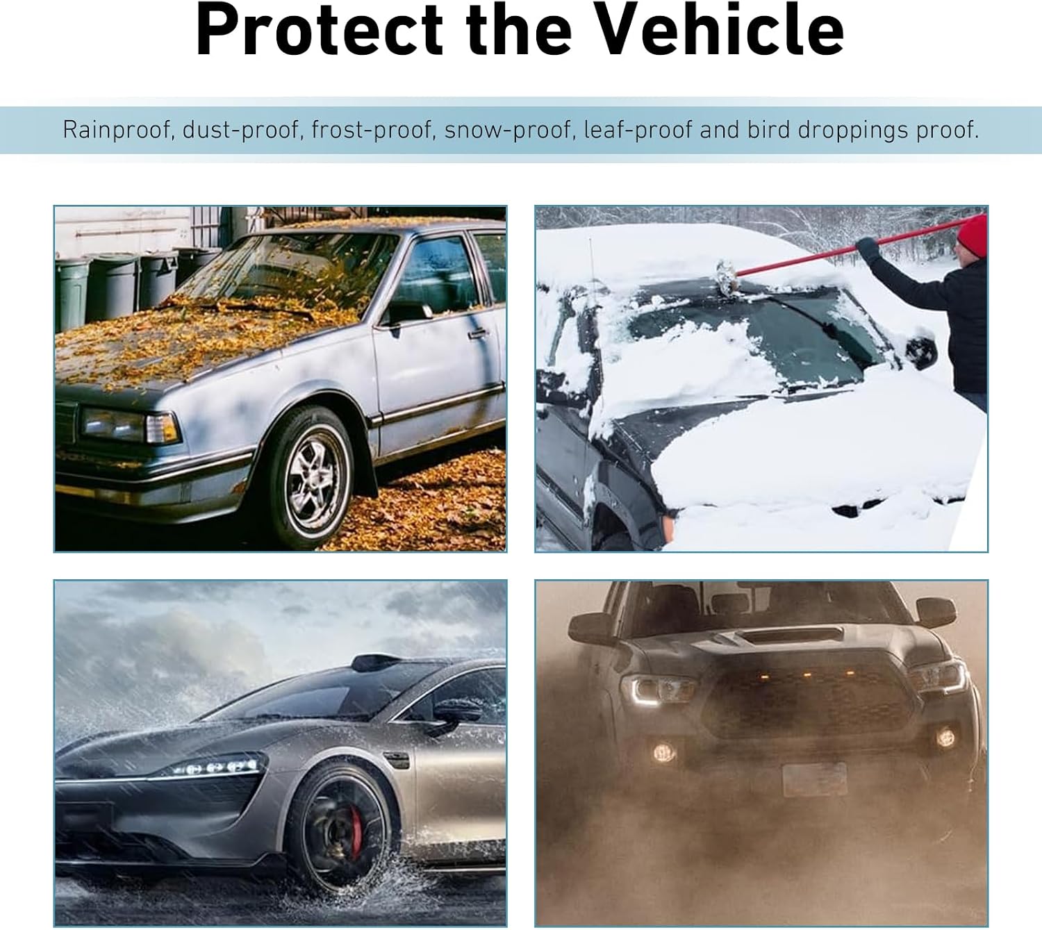 4 PCS Disposable Car Covers, Waterproof Clear Plastic Car Cover, Transparent Vehicle Cover with Elastic Band for Rain Dust Sun, Universal for Most Cars SUVs Sedans (12.5ft x 21.7ft)