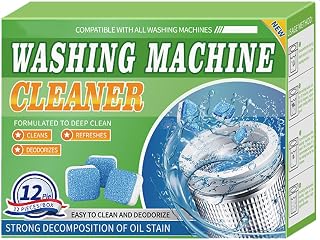 Washing Machine Cleaner Sheets, Deep Cleaning Sheets for Top & Front Load HE Washer Cleaners, Eliminates Odors Washing Machine Detergent (12 Pcs)
