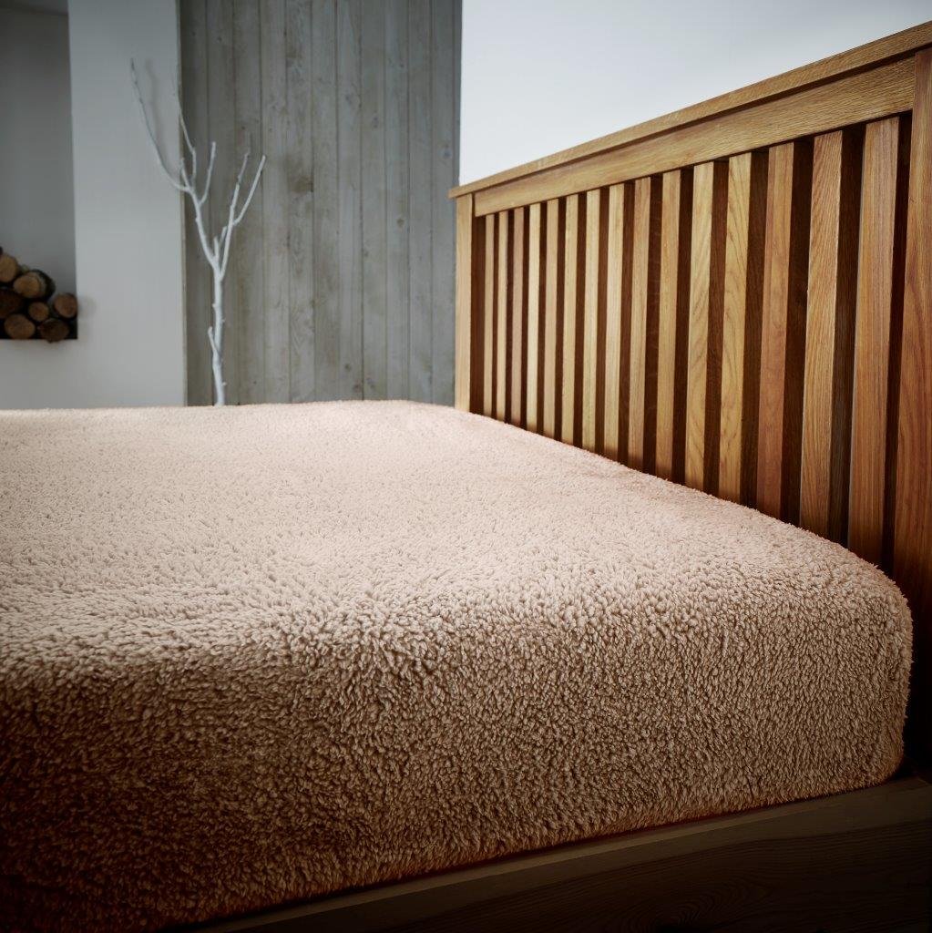LIZZIE JACOBS Teddy Sherpa Fleece Fitted Bed Sheet Thermal Super Soft Warm Cosy Luxurious Plain Teddy Bear Fleece Bed Sheets (Mink, Single)