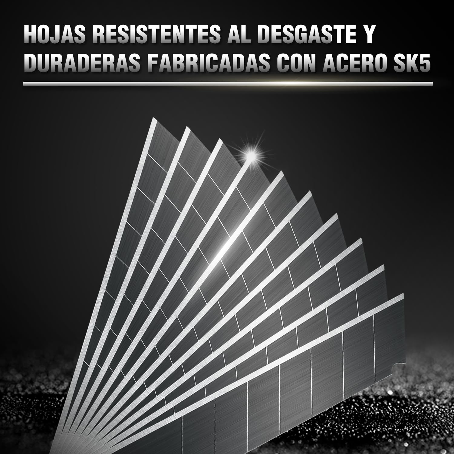 WORKPRO Juego de Cuchillas Cutter, 100 Piezas Hojas para Cuter Profesional a Presión de 8 Segmentos, Cuchillas de Repuesto SK5, 0,5 mm de Grosor y 18 mm de Ancho con Caja | Hojas SK5 de 18mm y 0,5mm para Cutter Profesional de Cuchillas Separables, Caja Or