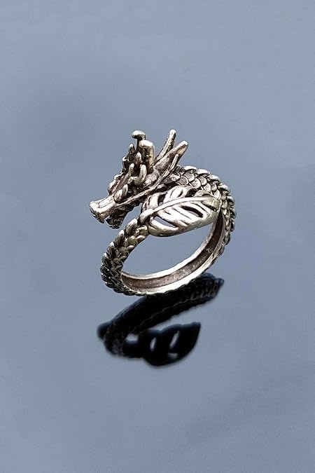 Antique Silver Plated Dragon Dragon Model Adjustable unisex Face