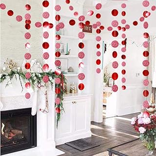 Decor365 Glitter Red Circle Dots Garland Kit for Party Hanging Decoration/Streamers/Backdrop/Banner/Garlands/Photo Booth D...