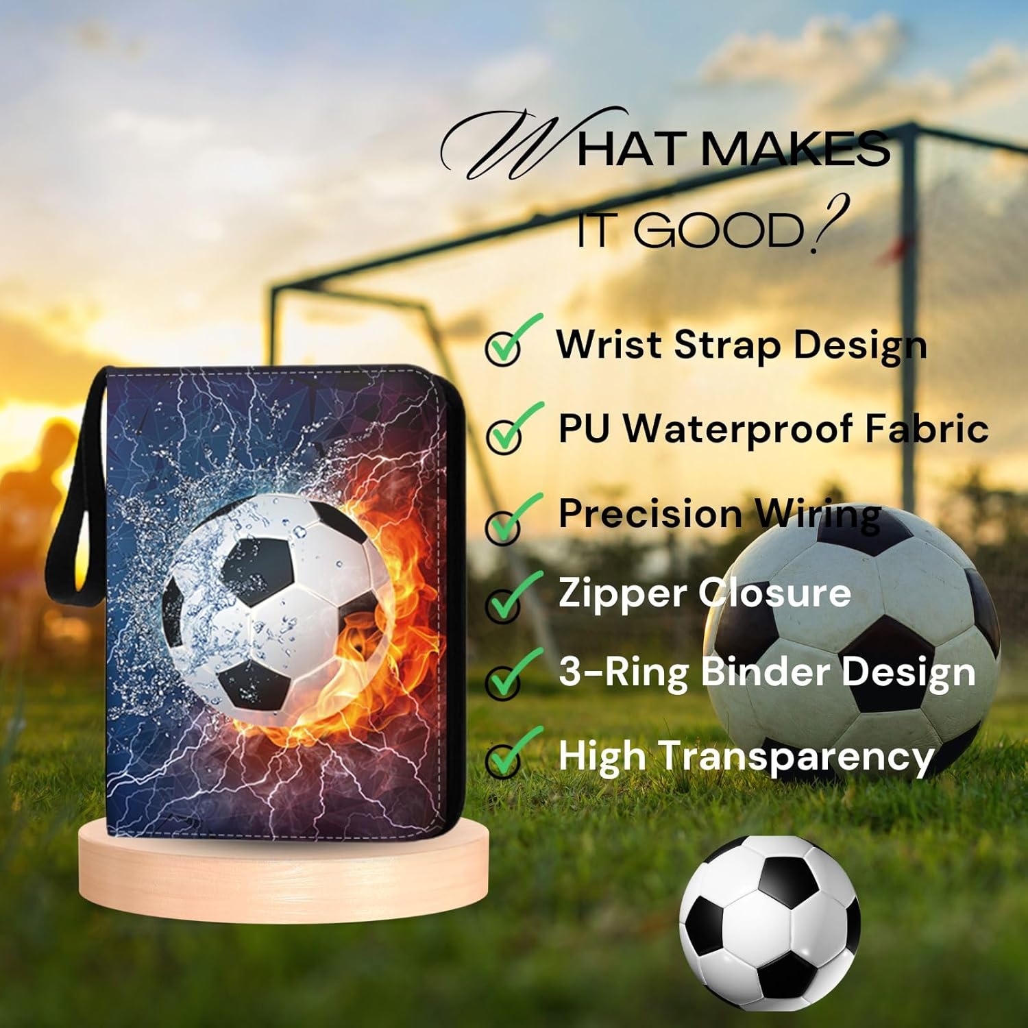 Trading Card Binder Soccer Card Binder 900 Pockets with 50 Removable Sleeve, Sports Card Binder Soccer Cards Binder Double-Sided Cards Holder Trading Card Albums Soccer Card Collector Album