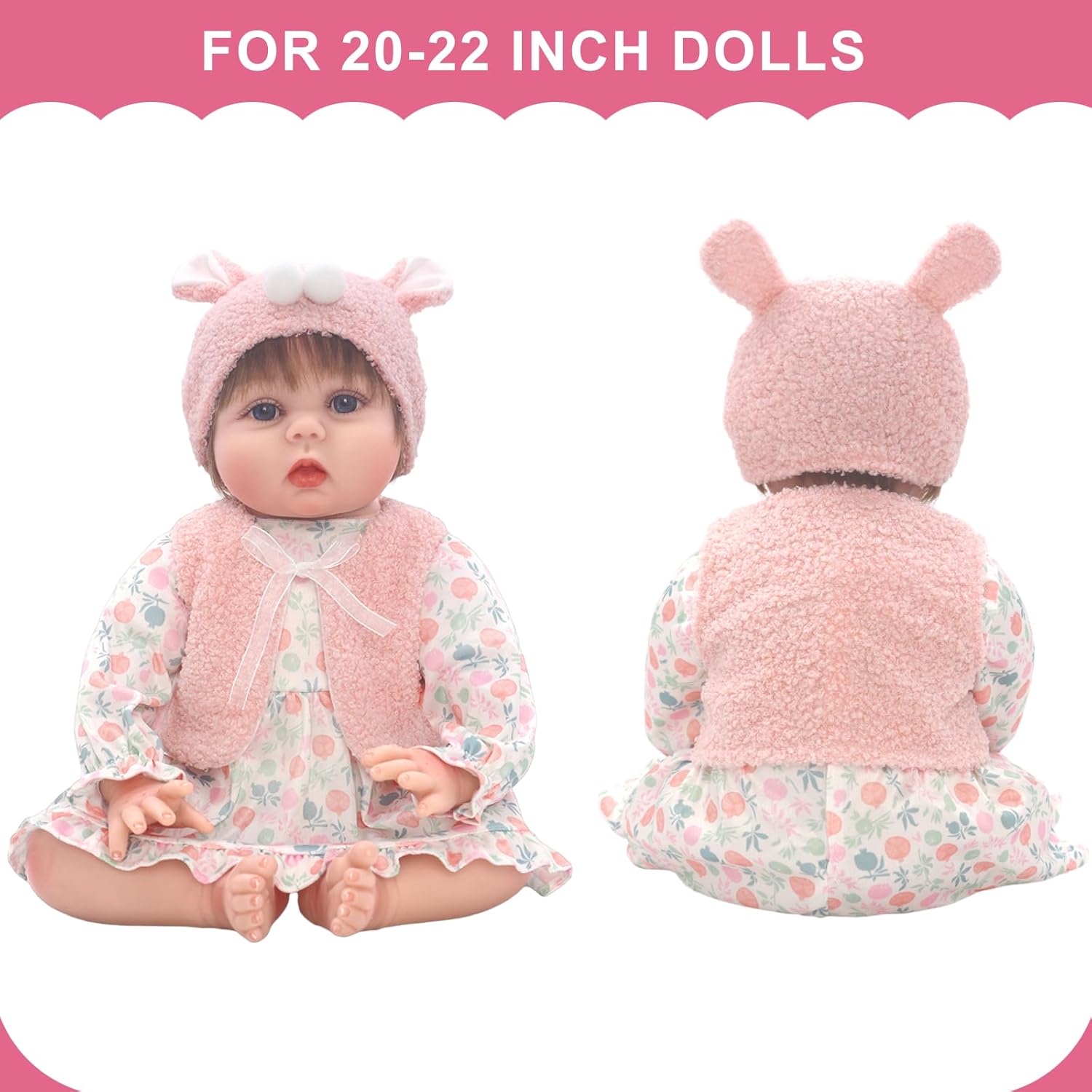 Reborn Doll Clothes and Accessories for 20-22 Inch Dolls, 4 Sets Baby Doll Clothes Outfits