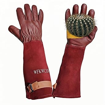 Cowhide Gardening Gloves, Adjustable&Thorn Proof,Cactus Handling,Rose Pruning,Weeding,Gardening Gifts For Women/Men