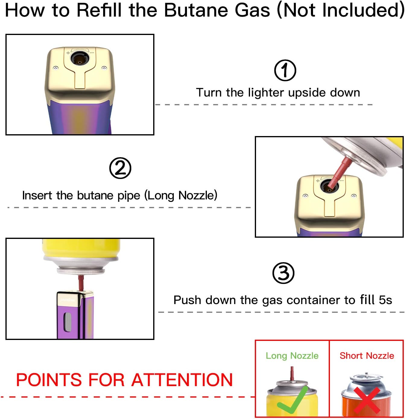 Torch Lighter with Punch Quad Jet Lighter Pink Flame Butane Torch Lighter Refillable Adjustable Gas Lighter with Fuel Visual Window Windproof Lighter for Men Women Gift (Butane Gas Not Included)