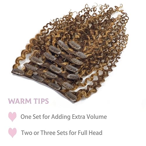 Miniatura 4 de Loxxy Extensiones de cabello humano real con clip, rizo 3B y 3C, 18 pulgadas, color natural, rizado Jerry, grado 8A, #P427, extensiones de cabello