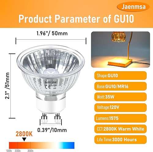 Miniatura 2 de Bombilla de lámpara calentadora de velas de 50 W, bombillas halógenas GU10 de 120 V para calentador de velas, 4 bombillas halógenas GU10+c 110 V 50