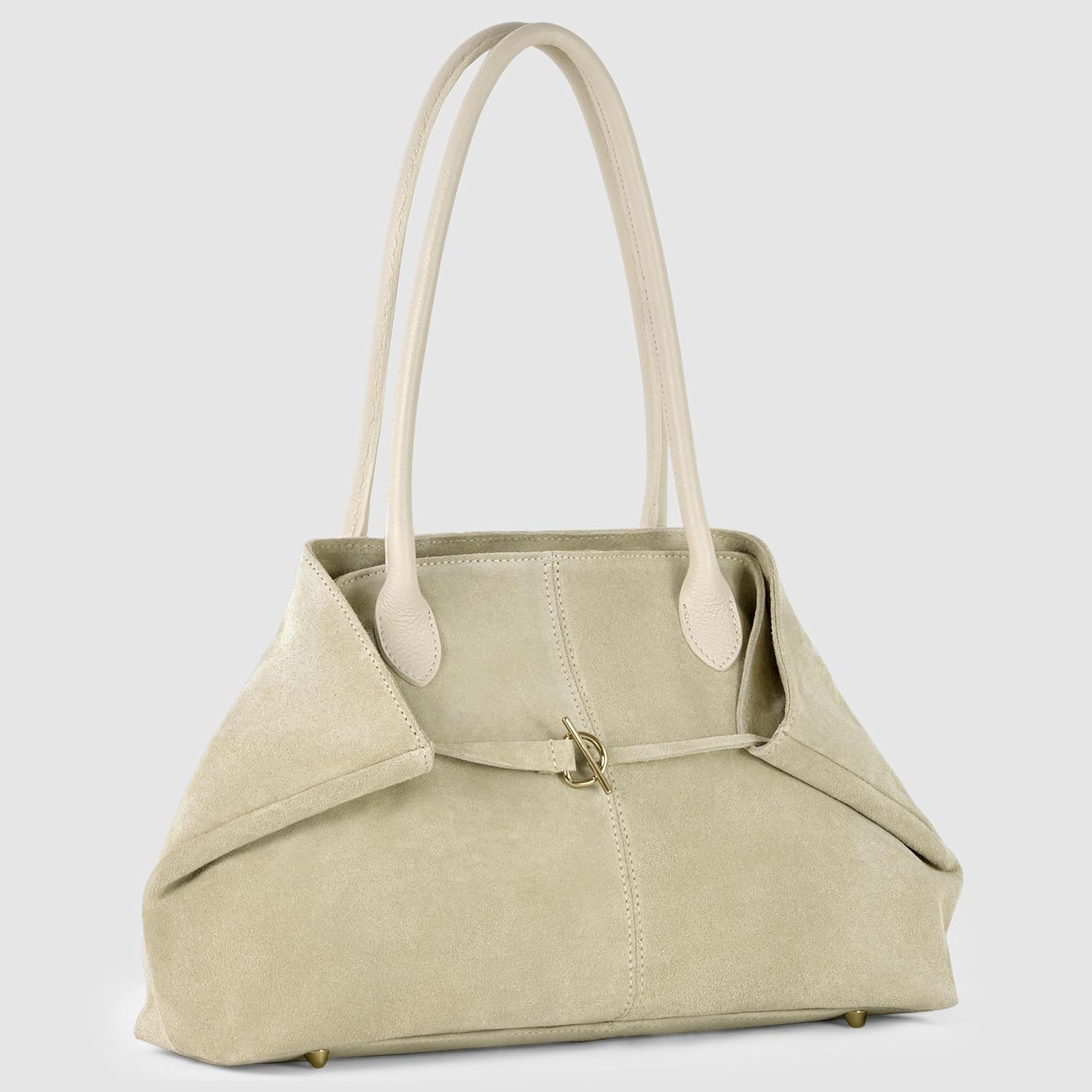 Italian Genuine Suede Tote Bag for Women with Long Handles & Relaxed Silhouette | Medium Designer Shoulder Satchel - Image 4