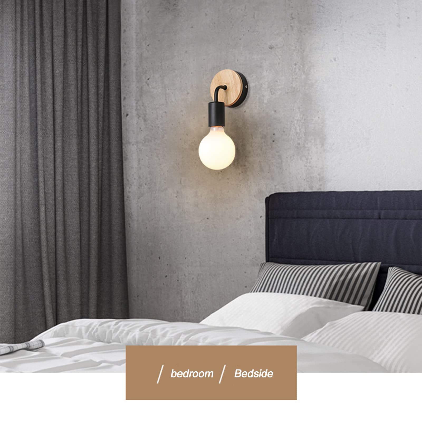 2 Applique Da Parete Esterne E27 - Stile Industriale In Metallo E Legno, Bianco (Senza Lampadine) - Foto 10