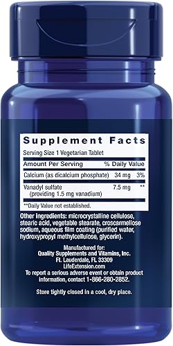 Miniatura 2 de Life Extension Sulfato de vanadilo, oligomineral, vanadio, equilibrio glucémico saludable, metabolismo saludable, función hormonal, sin gluten, sin