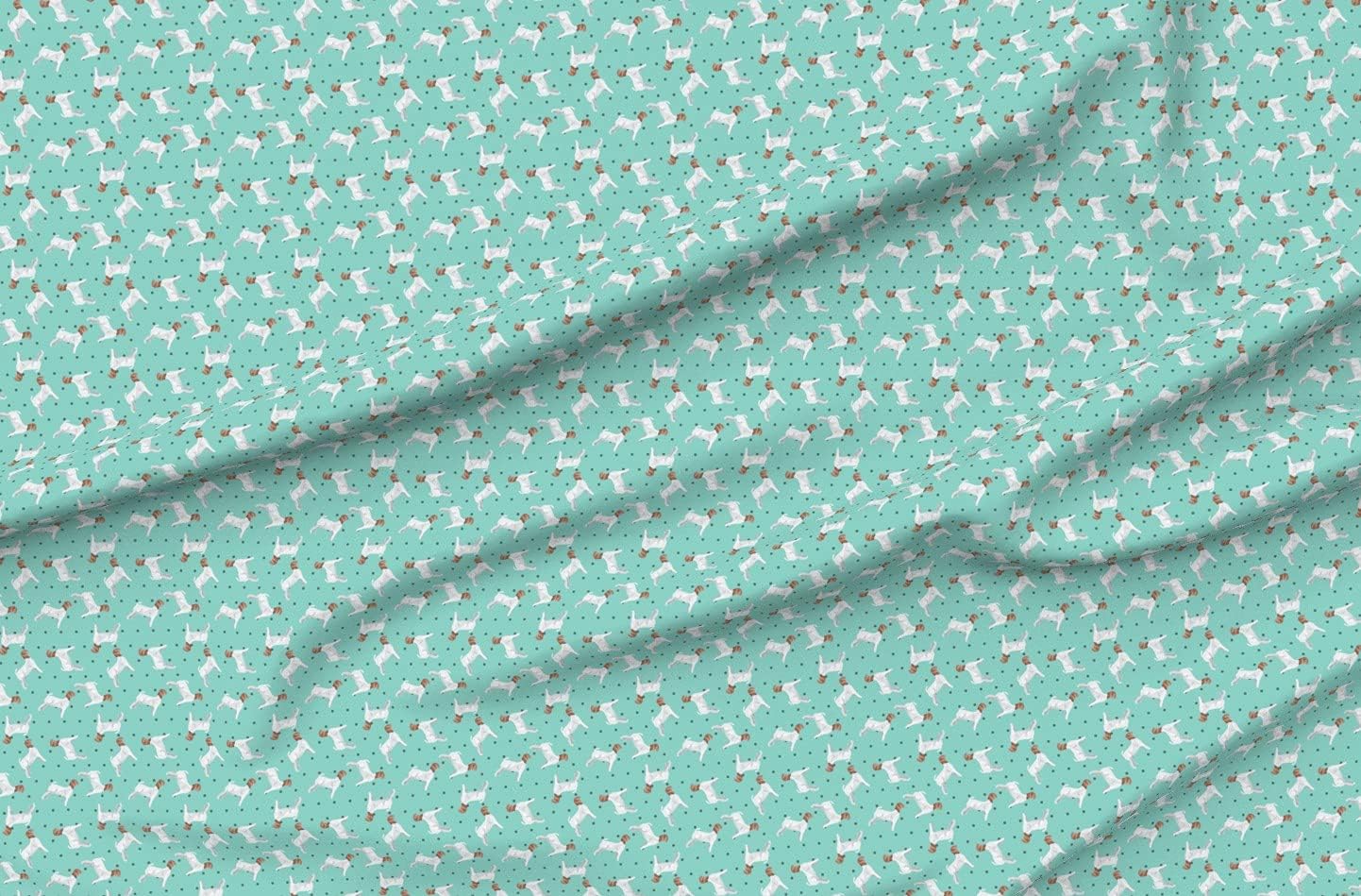 Spoonflower Fabric - Polka Dots Boer Goat Teal Livestock Showstock Printed on Organic Cotton Sateen Fabric by The Yard - Sewing Quilting Apparel Home Decor