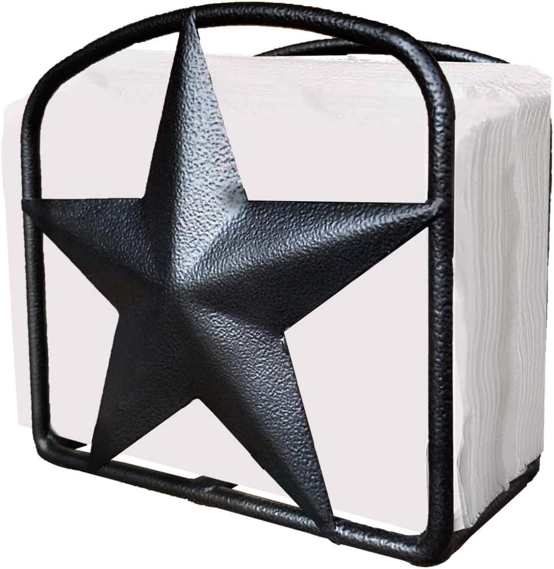 Black Rustic Texas Star Napkin Holder - Country Farmhouse Iron Metal Primitive Kitchen Countertop Napkin Holders, Western Style Stand for Napkins, Perfect Table Counter Decor for Home (Napkin Holder)