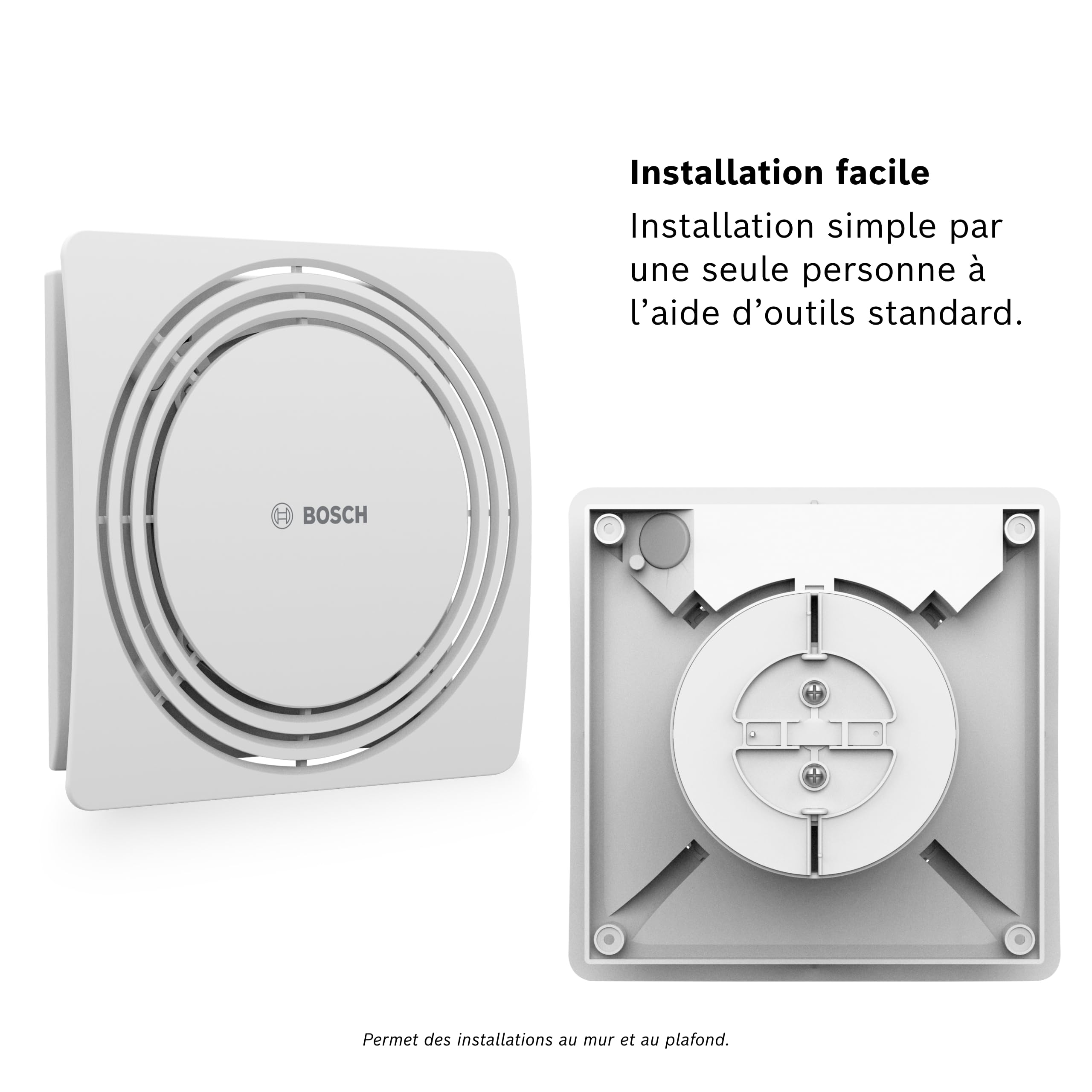 Bosch Ventilateur Silencieux de Salle de Bain 1900 DH 125mm - Pour la Salle de Bains et des Toilettes, contre l'Humidité et la Moisissure – Avec Capteur d'Humidité et Minuterie – Diamètre 125 mm
