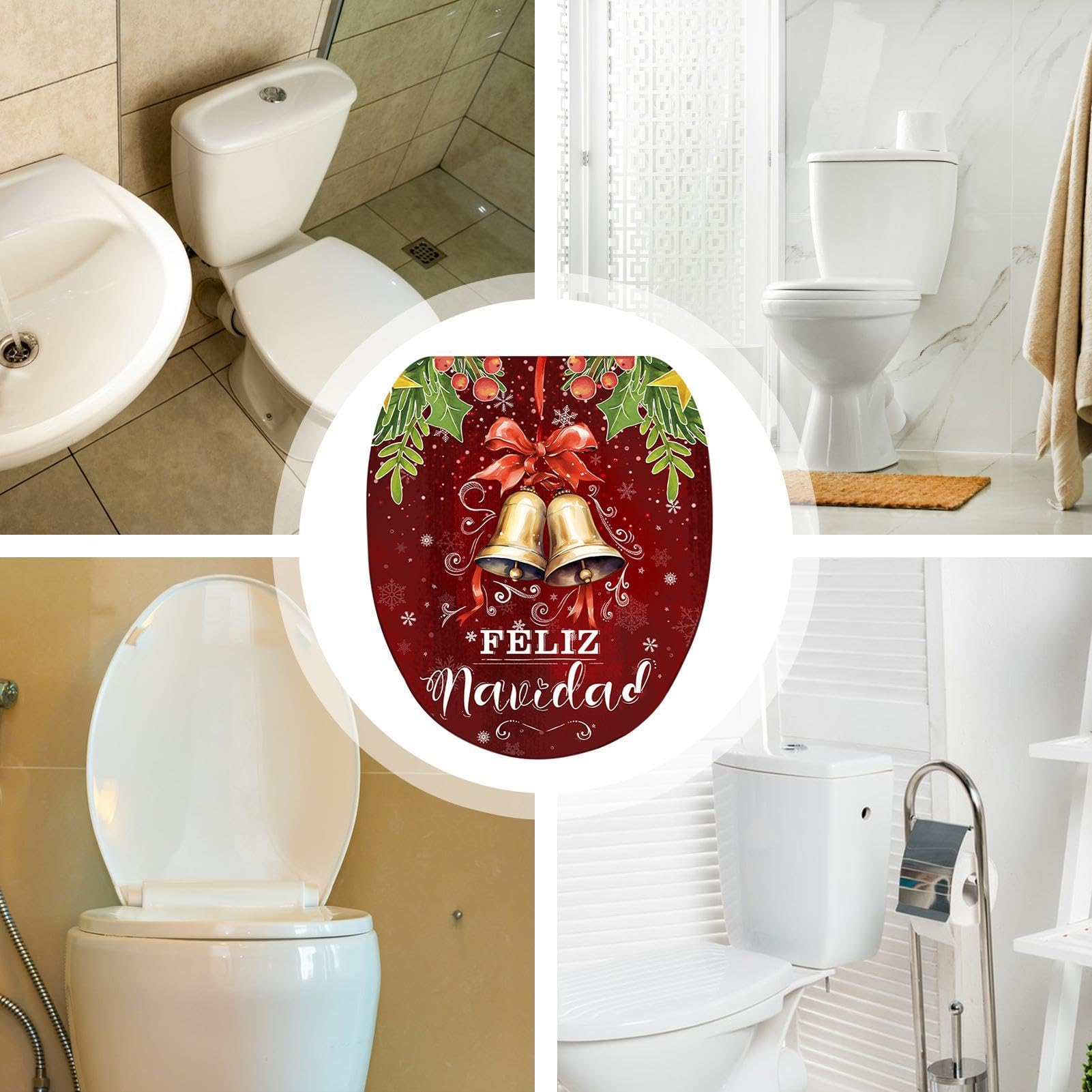 2 Adesivi Natalizi Per WC Albero E Pupazzo Di Neve | PVC Impermeabile 30x30 Cm, Rimovibili Per Porte E Finestre