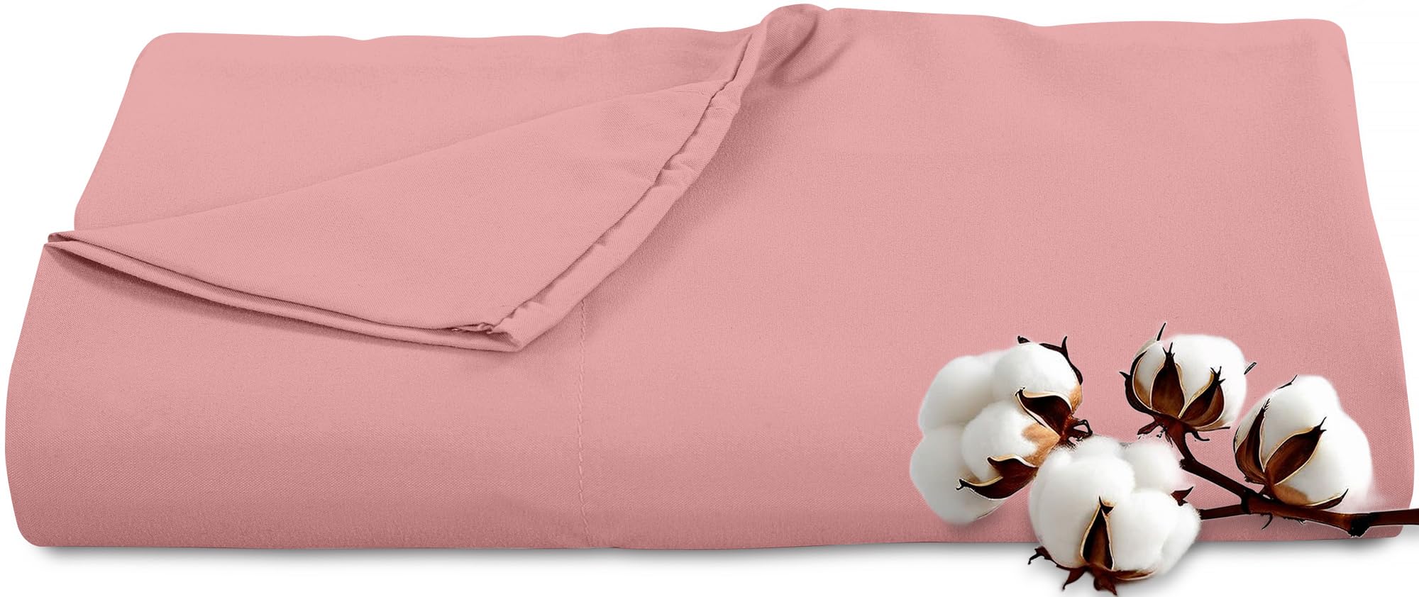 ROYALE LINENS - Sábana encimera de 100 % algodón peinado de fibra larga, 300 hilos, ultrasuave, sábana superior, transpirable, fresca y crujiente, solo sábana encimera de percal (individual, rosa)