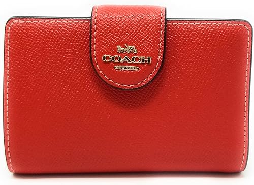 Coach Cartera mediana con cremallera en esquina para mujer en piel cruzada Miami Rojo Cartera