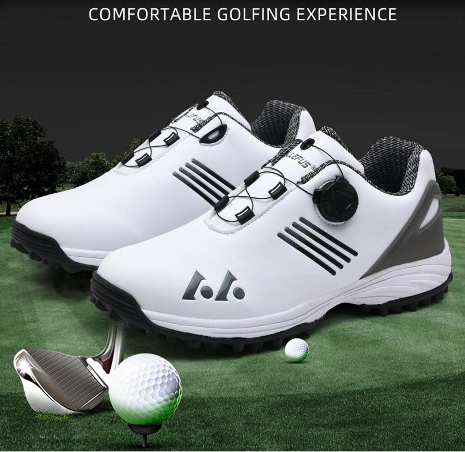BLBK Scarpe da golf impermeabili da uomo con sistema in pizzo