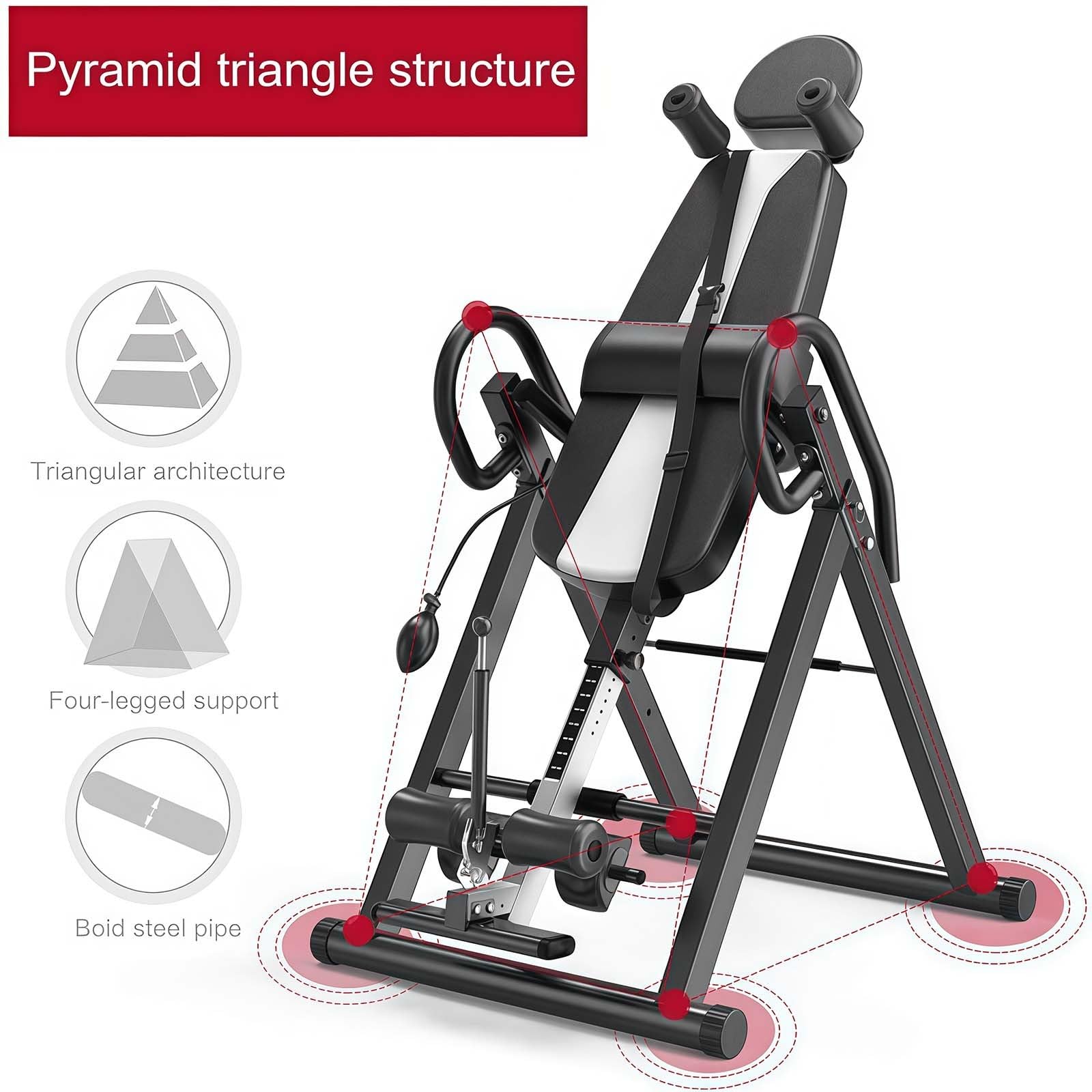 Tavolo a inversione resistente con poggiatesta e cintura protettiva regolabile, macchina per barella posteriore per fitness a inversione e stretching in palestra