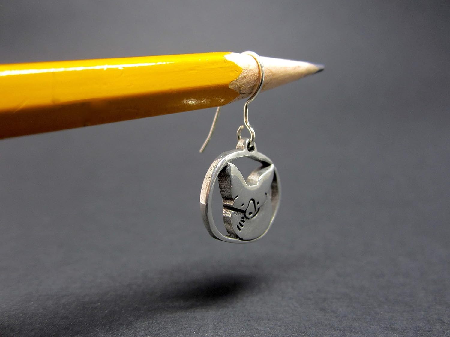 Mark Poulin Fox Earrings for Women and Girls Jewelry Pewter Dangle Charm on Sterling Silver Ear Wires