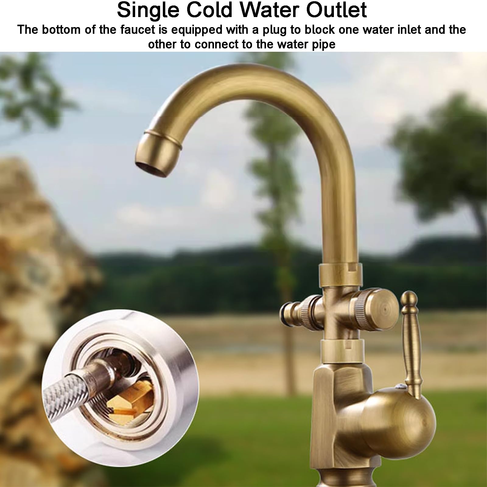 Columna de Agua Jardín Grifo Exterior Grifos de Latón para Suelo Resistentes Al Viento Y La Lluvia Giratorios 360° para Terrazas Y Patios.