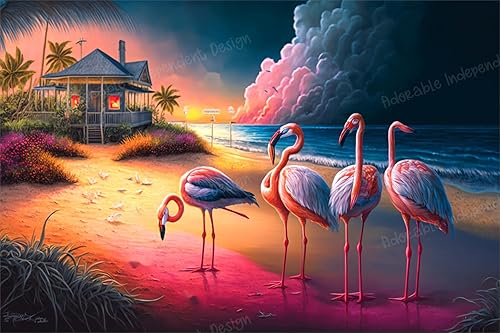 Miniatura 1 de Rompecabezas de 120 piezas para adultos, arte neón de playa, madera segura, impresión de alta definición, hermosos dibujos, pasa las vacaciones de