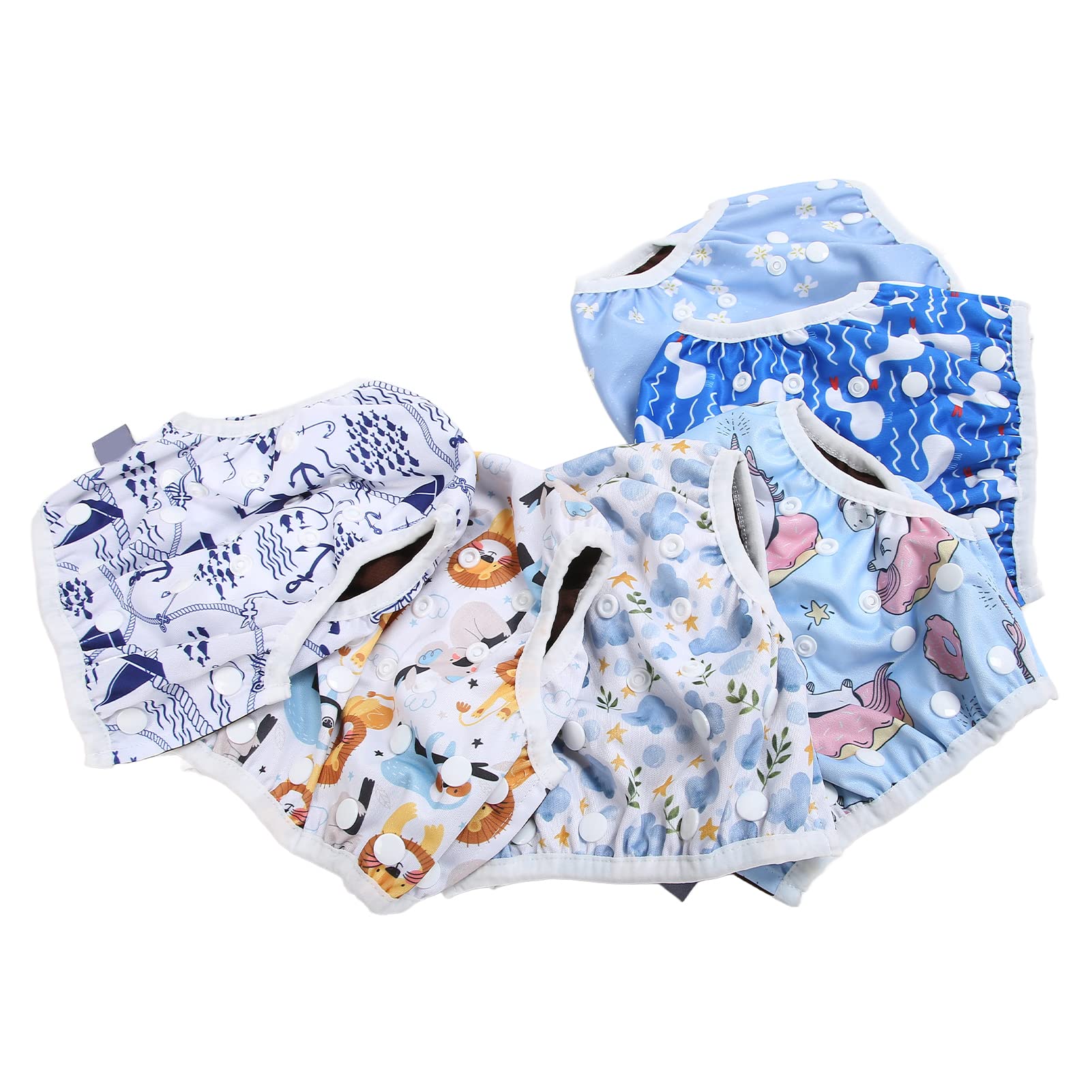 6 Stück Baby-Schwimmwindeln, atmungsaktiv, waschbar, wiederverwendbar, wasserdicht, für Kleinkinder, Netztaschen-Stoffwindeln