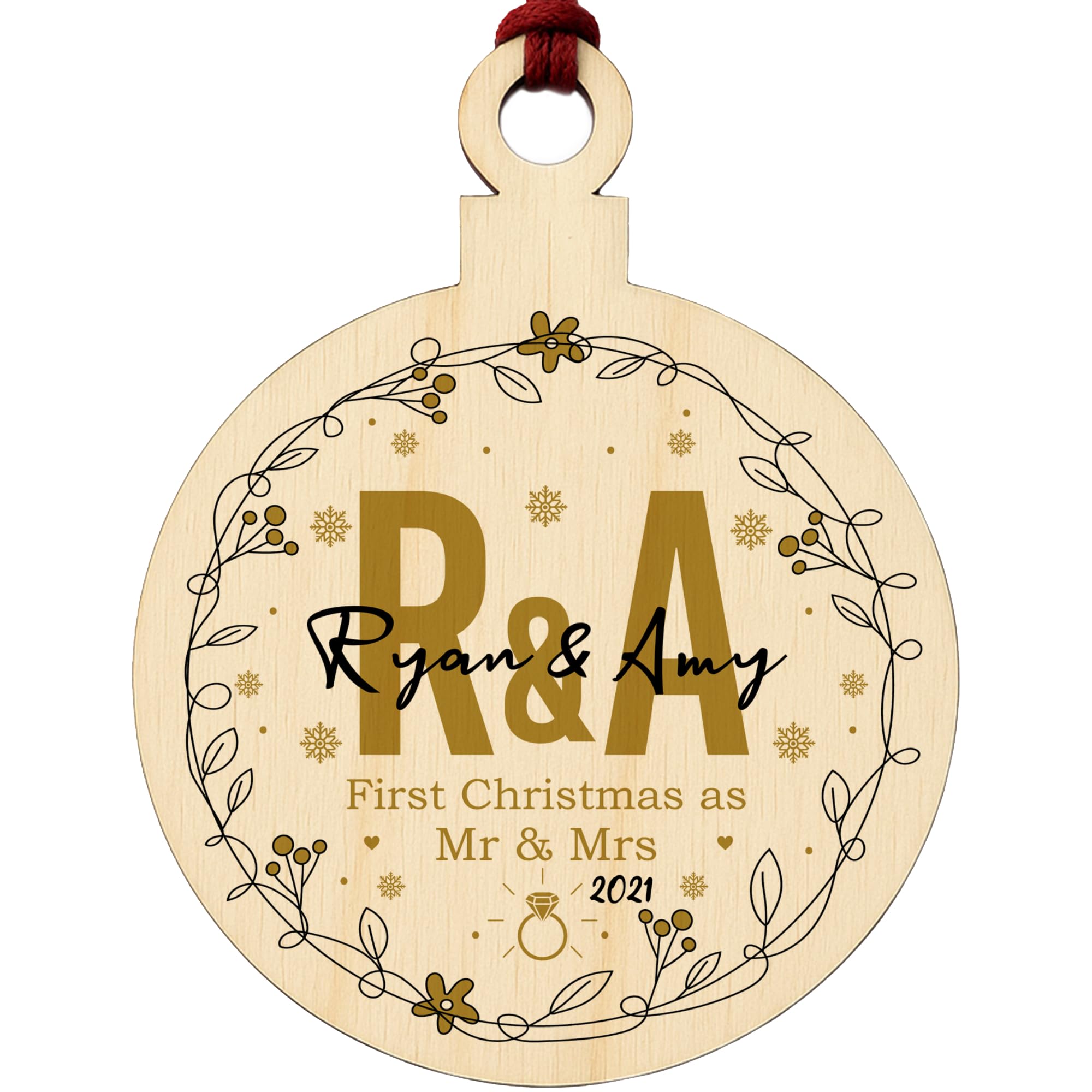 Personalised Initial First Christmas As Mr & Mrs Bauble Tree Decoration Keepsake