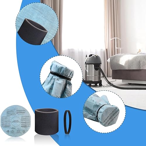 Miniatura 7 de Filtro de repuesto para Shop Vac 90304 90350 90333, bolsas de vacío para aspiradora Shop Vac de 5 a 8 galones, filtro de funda de espuma 90585 y