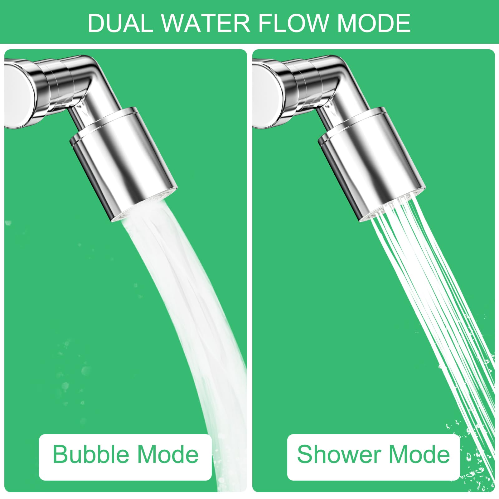Aireador de Grifo Extensor Giratorio 1080°, Universal Extension Difusor Con 2 Modos de Chorro para Baños y Cocinas