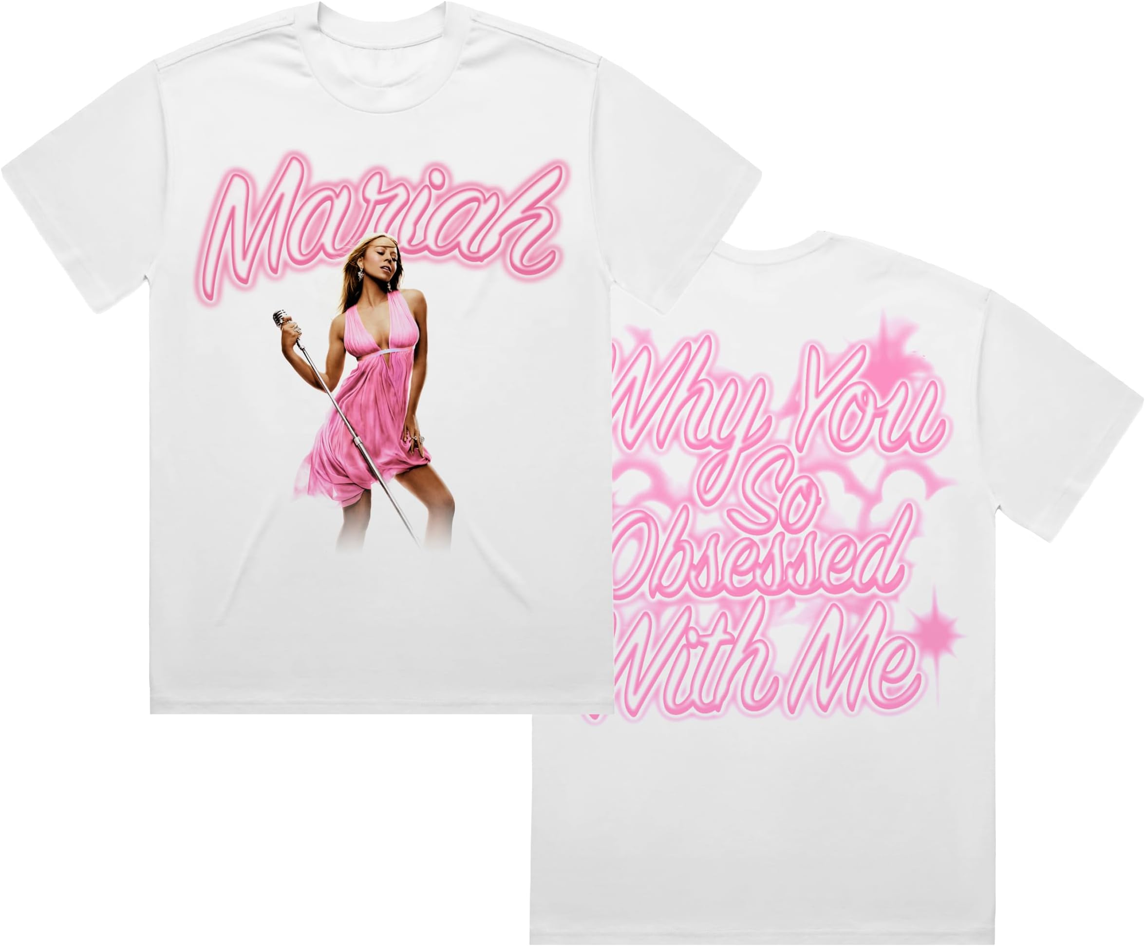 Mariah CareyUnisex-Adult Official Merch Obsessed Airbrush T-Shirt