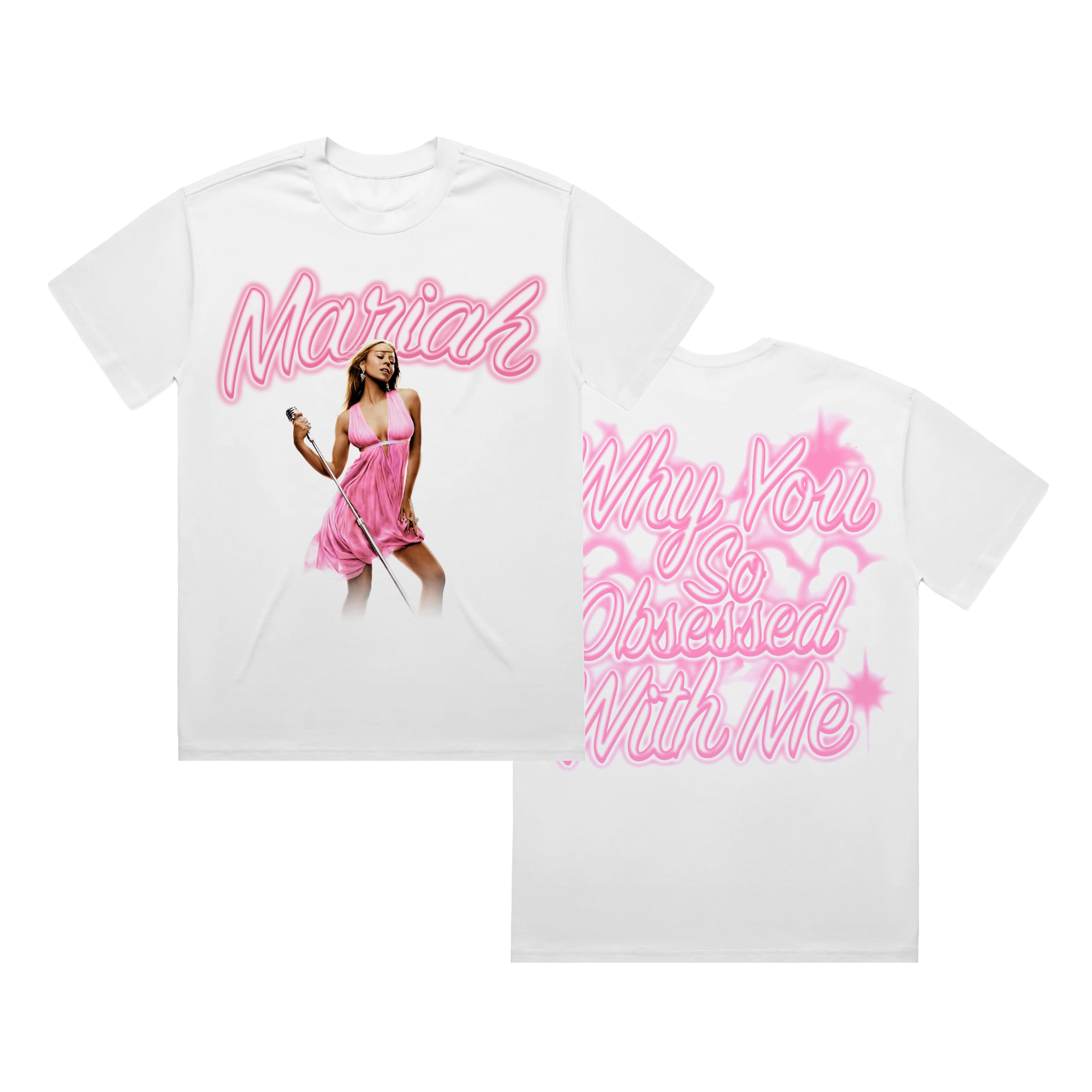Mariah CareyUnisex-Adult Official Merch Obsessed Airbrush T-Shirt