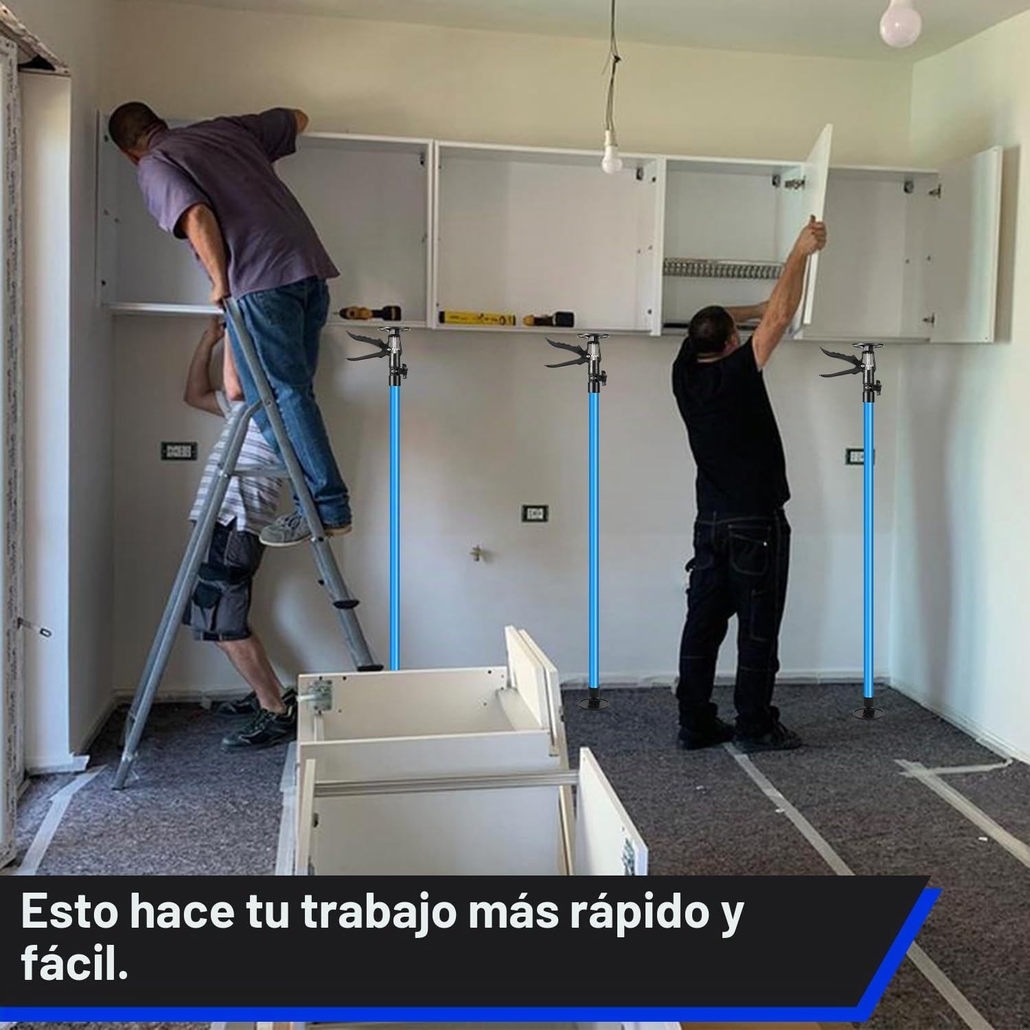 Juego de 2 soportes de techo, tensor de bastidor ajustable en altura, soporte de montaje 115-290 cm, soportes telescópicos con capacidad de carga de 50 kg, soporte de montaje para taller