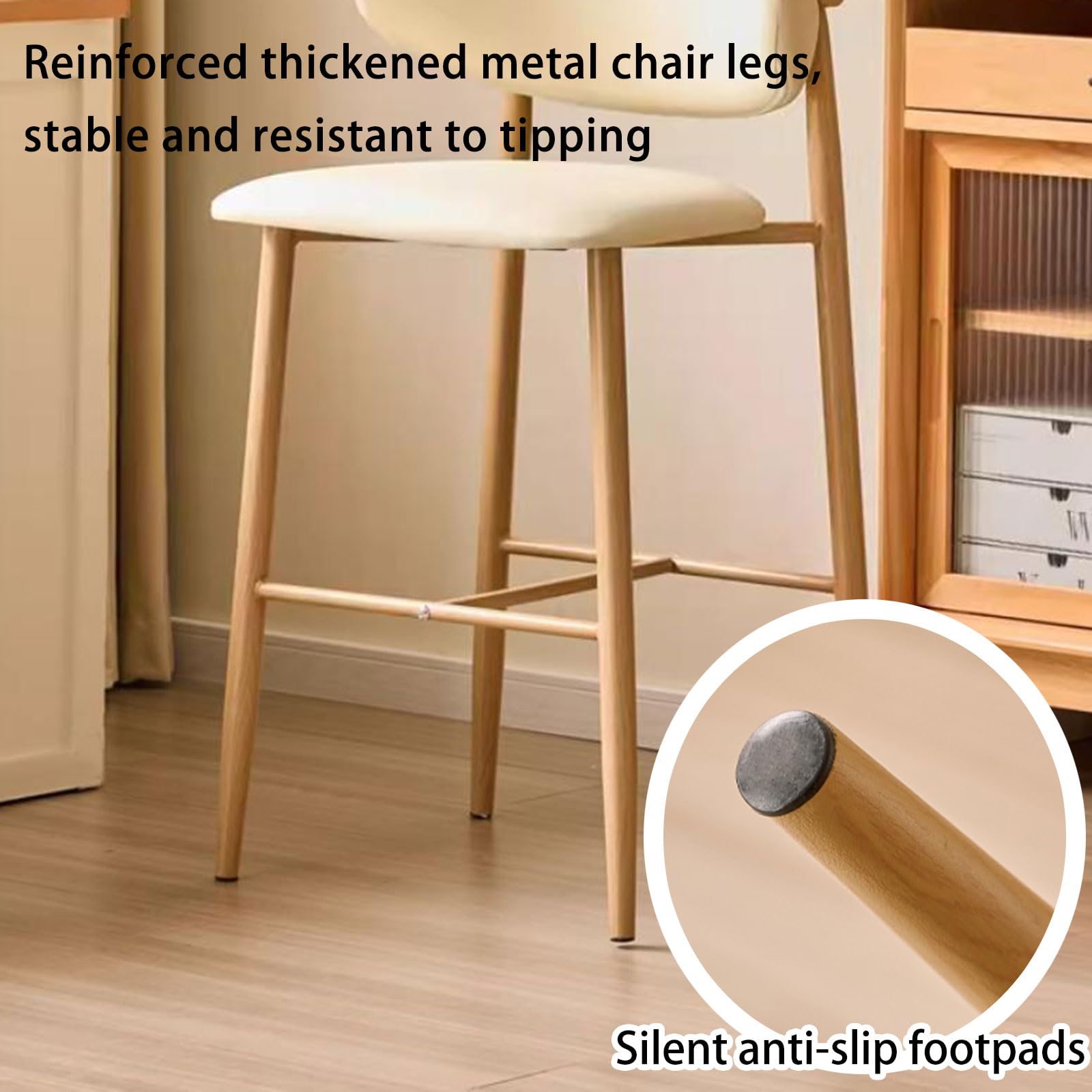 Ensemble de 2 tabourets de Bar rembourrés, Hauteur comptoir 56/66/76 cm, avec Repose-Pieds et Pieds en métal Robustes, pour la Maison, Un pub, Une Cuisine ou Un café.